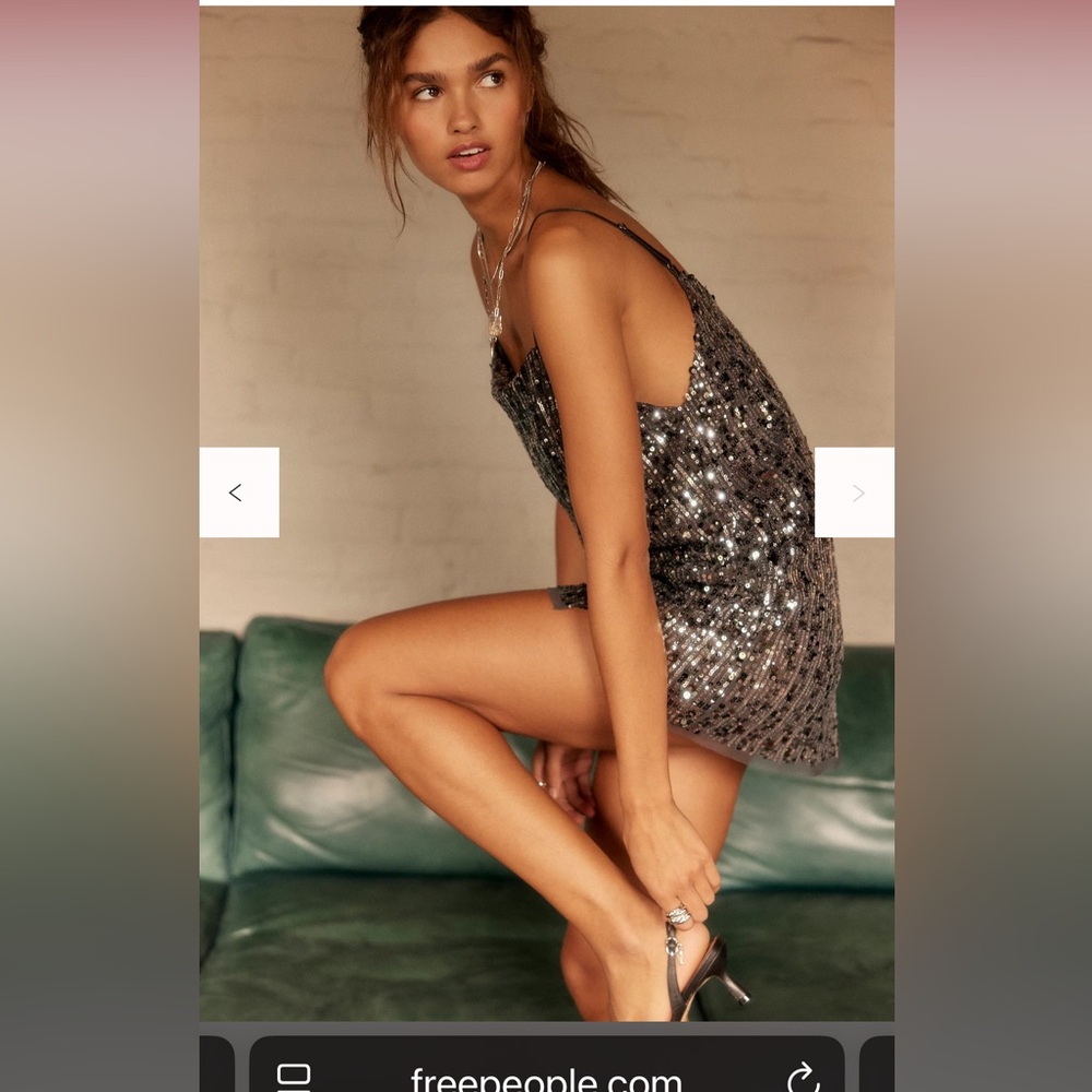 NWT Free People Midnight kiss mini slip xs charcoal combo